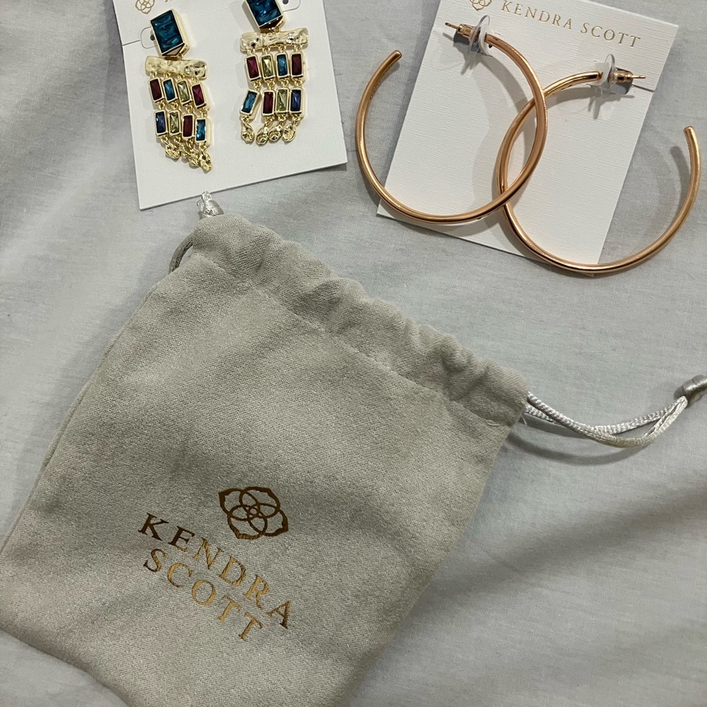 Kendra Scott Gold Hoops and Multicolor Earrings Set